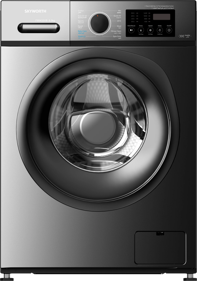 10.12.24.0016DelonghiSkyworth Washing Machine 1200 RPM 8 kg 12 Programs Gray A+++