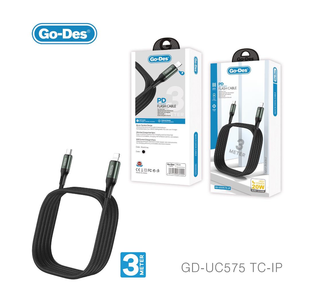 كابل Type-C إلى Lightning PD بطول 3 متر و 20 واط GD-UC575 كابل Type-C إلى Lightning PD بطول 3 متر و 20 واط GD-UC575