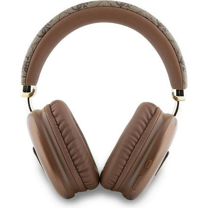 سماعات جيس (Guess) لاسلكية جلد PU مع شعار المثلث - زهري وبني