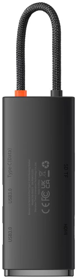 موزع منافذ باسوس لايت سيريس (Baseus Lite Series) بـ 6 منافذ Type-C - مخرج 4K HDMI - منفذين USB 3.0 - شحن سريع 100 واط PD - قارئ بطاقات SD و TF - تقنية الشريحة المستقلة - تصميم مدمج