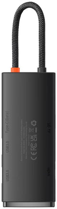 موزع منافذ باسوس لايت سيريس (Baseus Lite Series) بـ 6 منافذ Type-C - مخرج 4K HDMI - منفذين USB 3.0 - شحن سريع 100 واط PD - قارئ بطاقات SD و TF - تقنية الشريحة المستقلة - تصميم مدمج