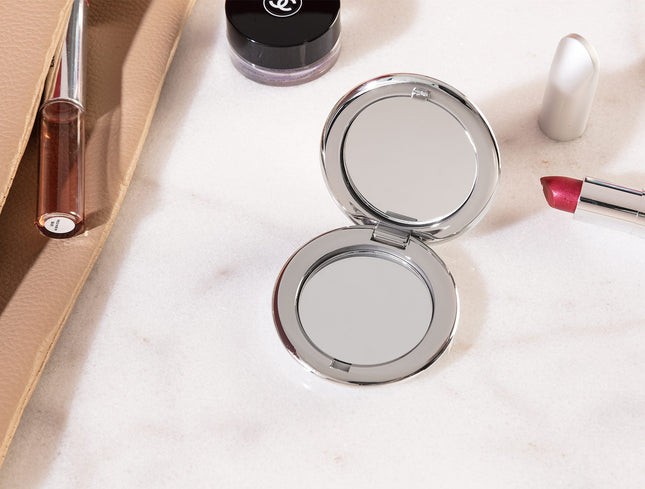 Celeste Mini Mirror Silver with Golden Frame Detail
