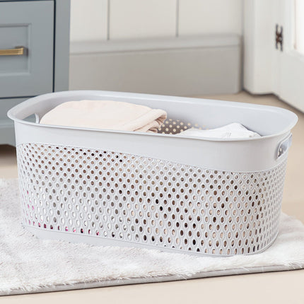 Bellamy Laundry Saddle Soft Gray Double Handle Carrier