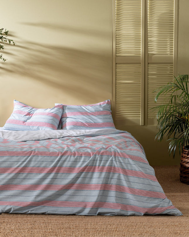 Marc Single Cotton Printed Duvet Cover Set Blue/Red