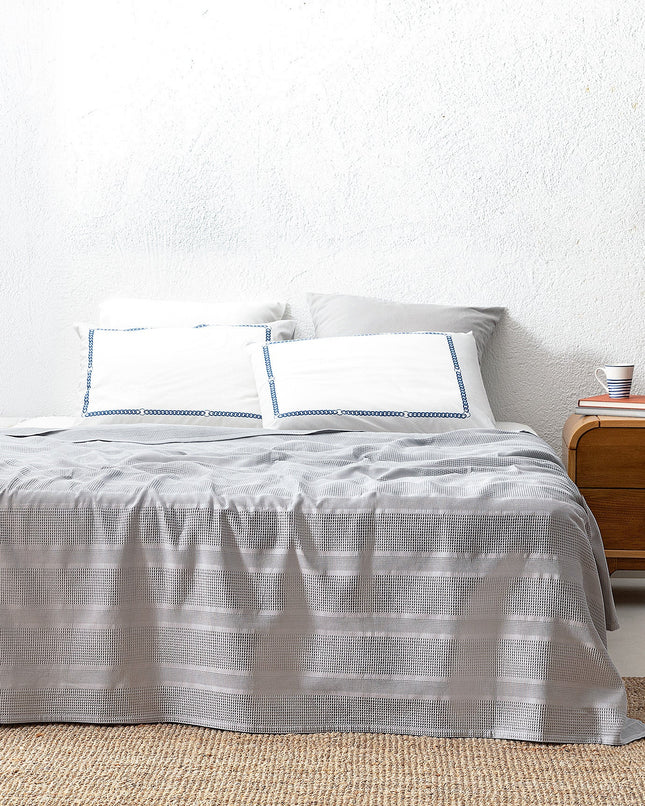 Mathilda King Size Gray Pique Coverlet Set with Pillows