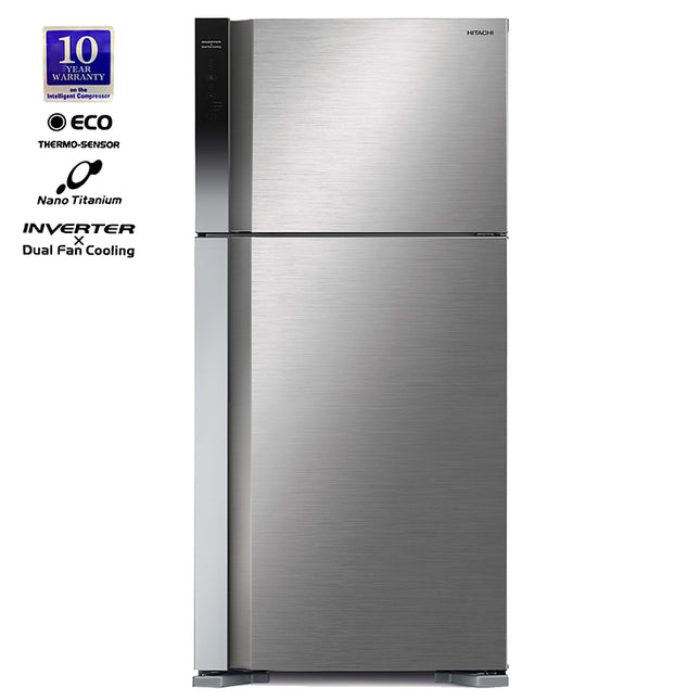 العنوان الأساسي ثلاجة هيتاشي 601 لتر انفيرتر ببابين ونظام تبريد مروحة مزدوج - فضي