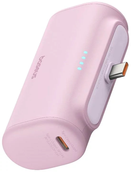 Baseus Compact Series Portable Power Bank - 5,000mAh Capacity - 20W Power Delivery (PD) - Built-in Type-C Connector - Pocket-Sized Travel Design - Foldable Kickstand