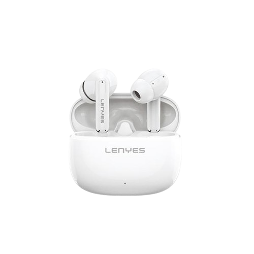 سماعات لينييس (Lenyes) موديل Air 68 لاسلكية بالكامل - تقنية HNC لعزل الضوضاء - بلوتوث V5.3 - صوت ستيريو عالي الدقة - منفذ شحن Type-C - لون أبيض