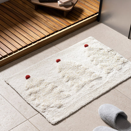 Esprit Cream Gold Red Plush Bathroom Mat