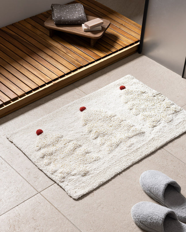Esprit Cream Gold Red Plush Bathroom Mat