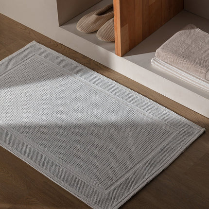 Barres Plush Bath Mat in Blue - Soft Non-Slip Rug