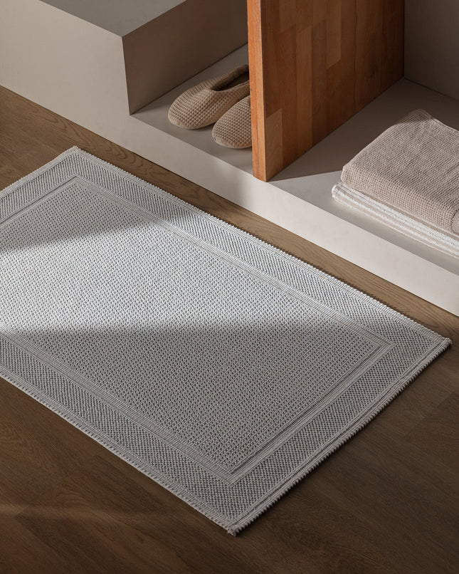 Barres Plush Bath Mat in Blue - Soft Non-Slip Rug