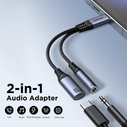 JOYROOM Audio-Transfer Series 2-in-1 Audio Adapter (Type-C to 3.5mm + Type-C) | SY-C02