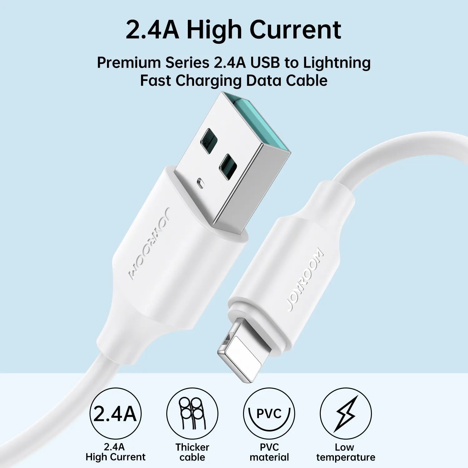 كابل بيانات وشحن سريع USB-A إلى Lightning بطول 2 متر جوي روم | S-UL012A9 كابل بيانات وشحن سريع USB-A إلى Lightning بطول 2 متر جوي روم | S-UL012A9
