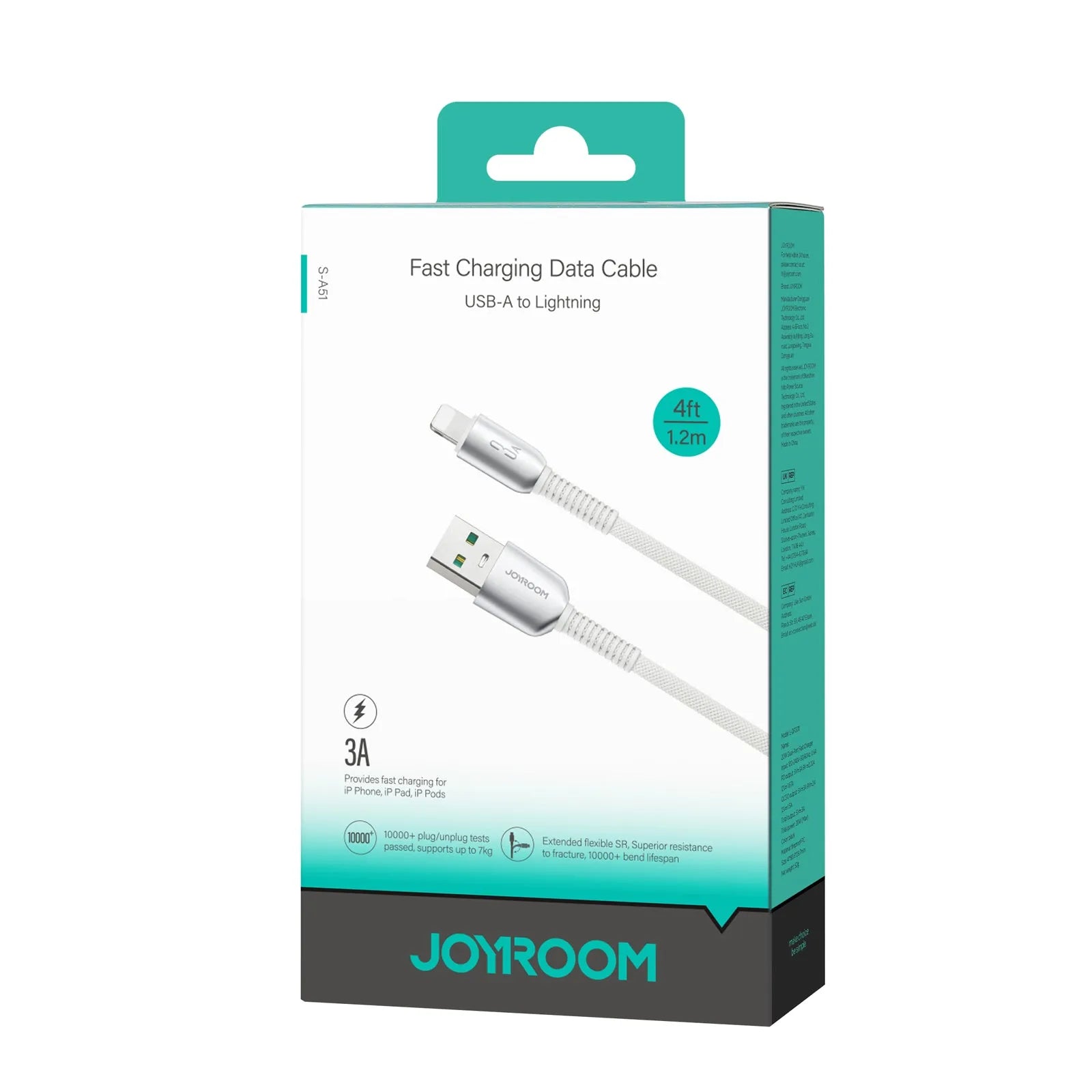 كابل البيانات السريع 3 أمبير من USB-A إلى Lightning جوي روم | S-A51 كابل البيانات السريع 3 أمبير من USB-A إلى Lightning جوي روم | S-A51