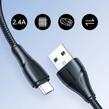 كابل بيانات وشحن سريع 2.4 أمبير مايكرو USB بطول 2 متر جوي روم | S-UM018A11