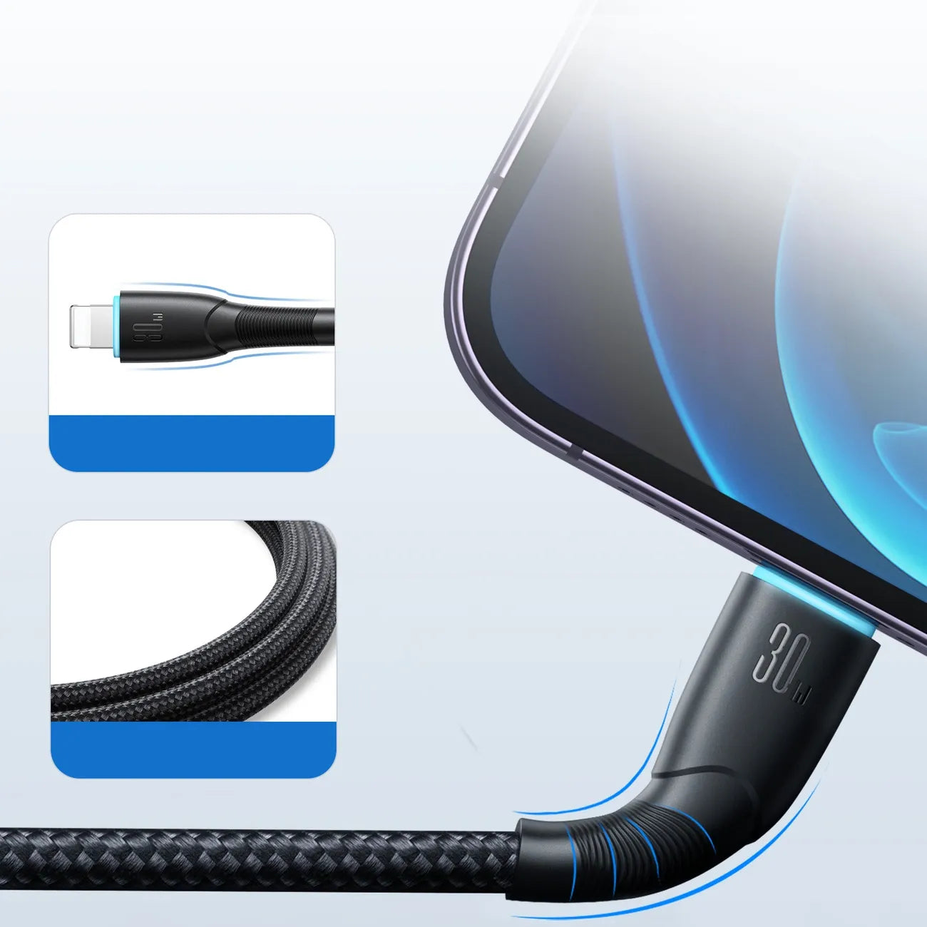كابل بيانات شحن سريع 30 واط Type-C إلى Lightning جوي روم | SA32-CL3 كابل بيانات شحن سريع 30 واط Type-C إلى Lightning جوي روم | SA32-CL3
