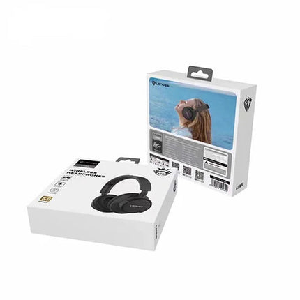 سماعة رأس لينييس (Lenyes) لاسلكية موديل LH80 - صوت ستيريو عالي الجودة - تصميم مريح فوق الأذن - بطارية تدوم طويلاً - ميكروفون مدمج - لون أسود