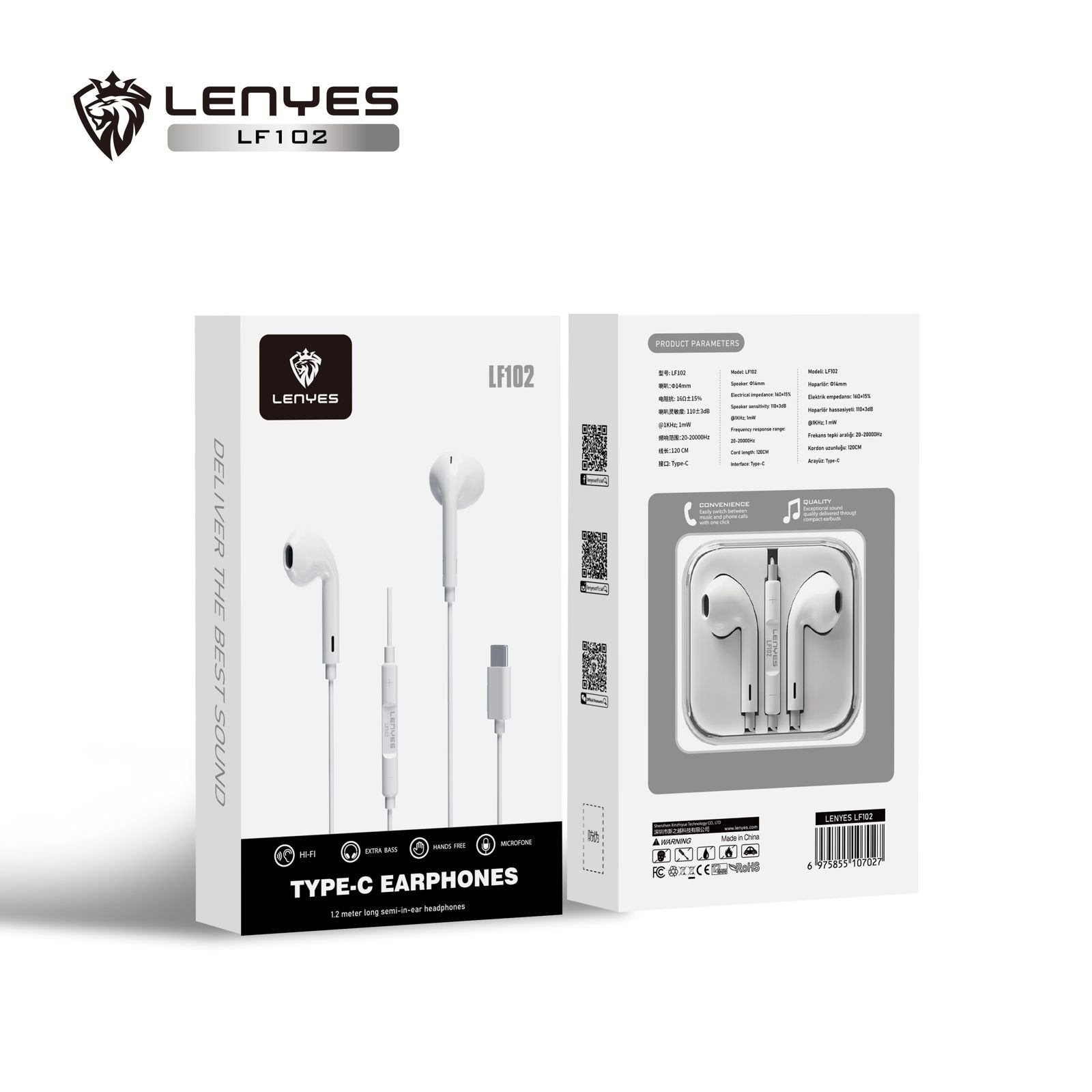 سماعات Lenyes LF102 من النوع C غير اليدوية سماعات Lenyes LF102 من النوع C غير اليدوية