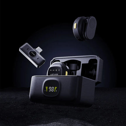 Lenyes LM204-TC Wireless Lavalier Microphone with Type-C Receiver, Intelligent Noise Cancellation & Dual Microphones for Interviews & Vlogging