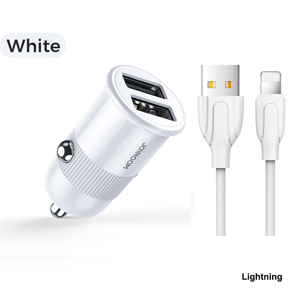 شاحن سيارة USB مزدوج مع كابل Lightning شاحن سيارة USB مزدوج مع كابل Lightning