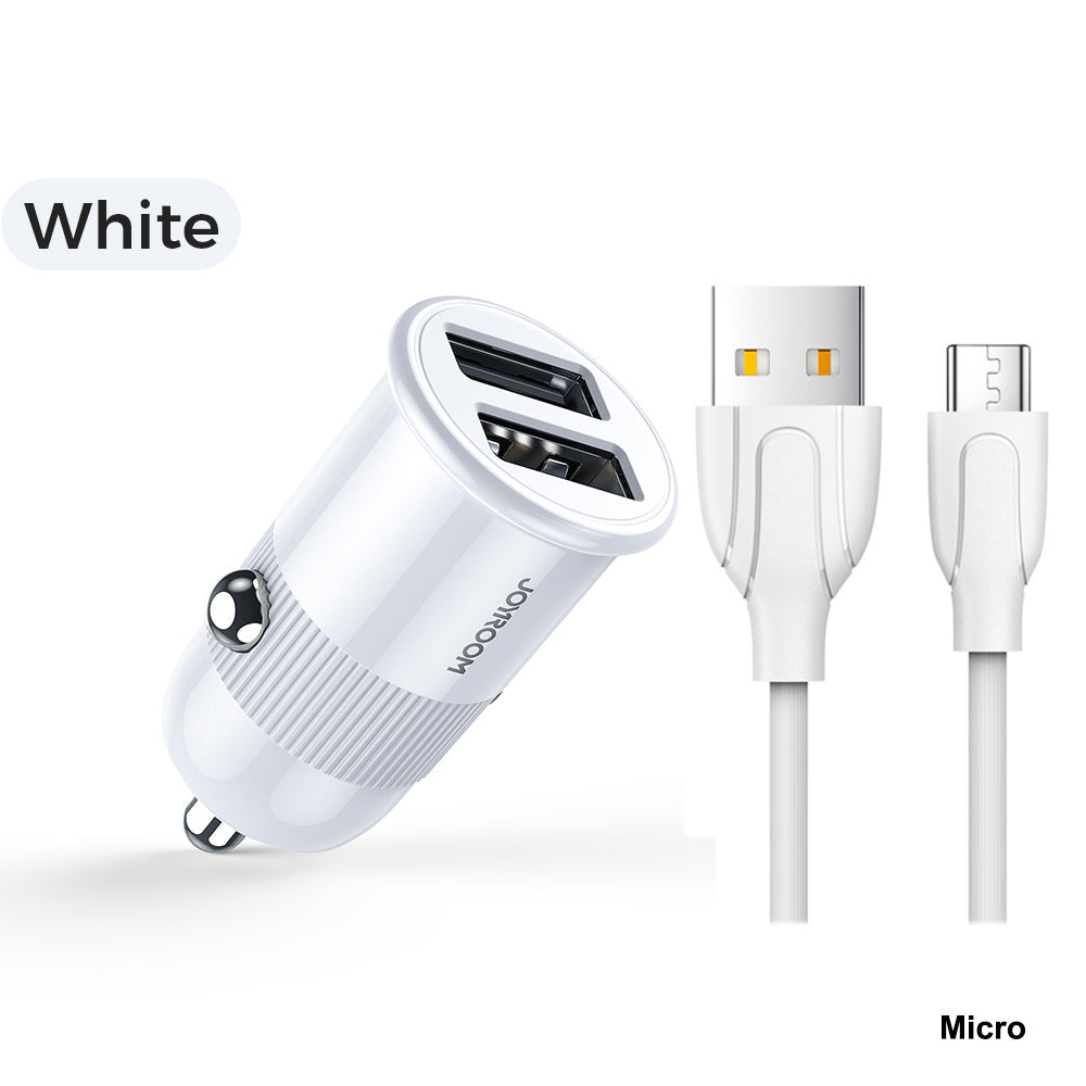 شاحن سيارة USB مزدوج مع كابل Micro USB شاحن سيارة USB مزدوج مع كابل Micro USB