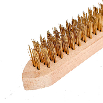 WORKPRO Copper-Coated Wire Brush with Wooden Handle, 4x15