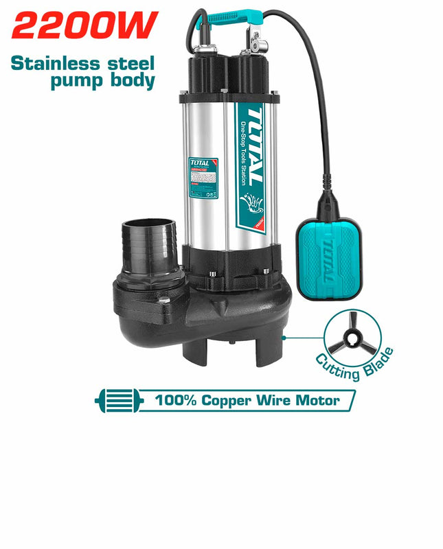 Total TWP7220026 Submersible Pump 2200W – 16M Head, 167L/min