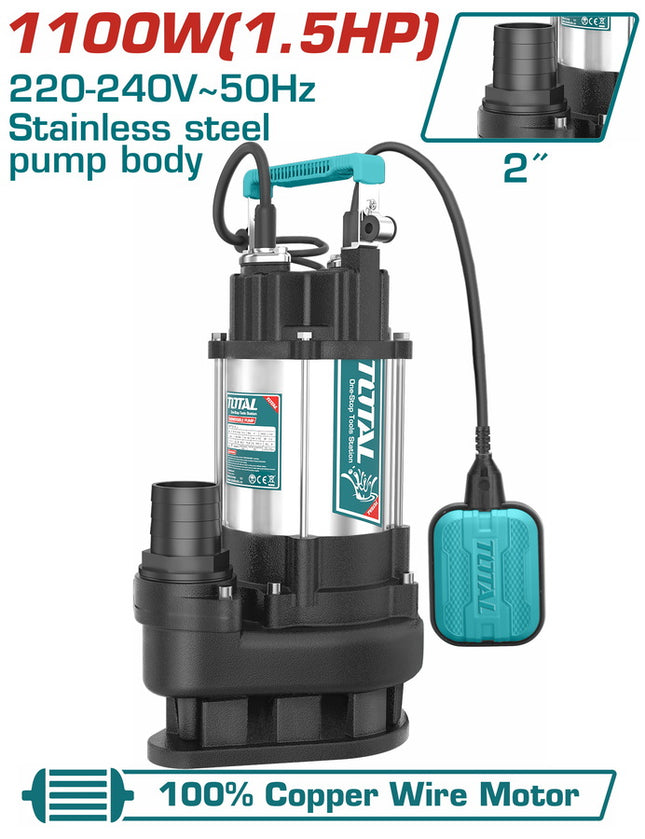 Total TWP7110016 Submersible Pump 1100W – 13M Head, 133L/min