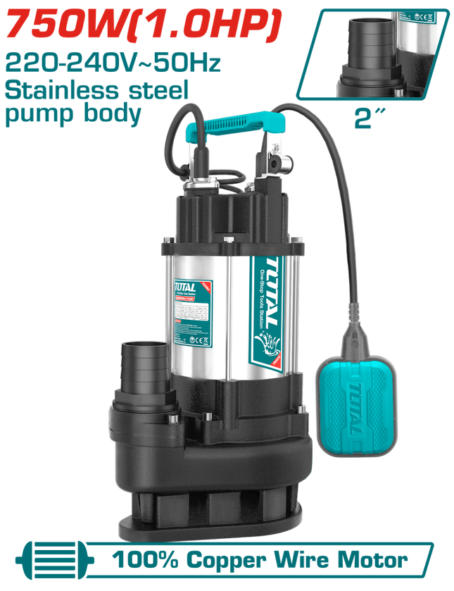 Total TWP775016 Submersible Pump 750W – 11M Head, 133L/min