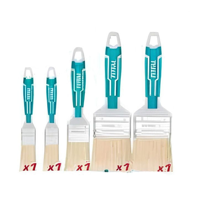 Total 5pcs Paint Brush Set with Plastic Handle Covered with Rubber