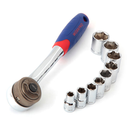 WORKPRO 10PC Dual-Drive Ratchet Set with CR-V Socket