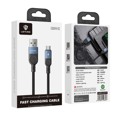 كابل بيانات مضفر للشحن السريع من Lenyes LC514-TC، من USB Type-A إلى Type-C