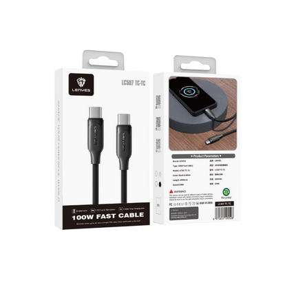 كابل شحن سريع مضفر USB-C إلى USB-C بقوة 100 واط من Lenyes LC507 TC-TC