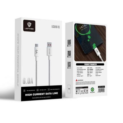 كابل بيانات مضفر USB-C سريع الشحن من Lenyes LC518-TC 6A
