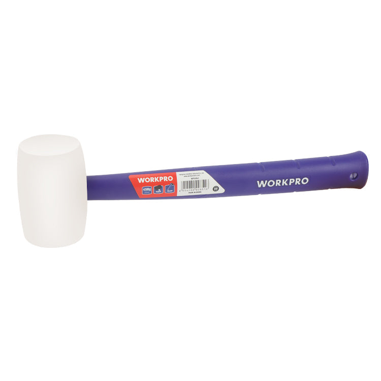 WORKPRO 450g (16oz) Rubber Mallet with Plastic Hollow Handle (White) WORKPRO 450g (16oz) Rubber Mallet with Plastic Hollow Handle (White)