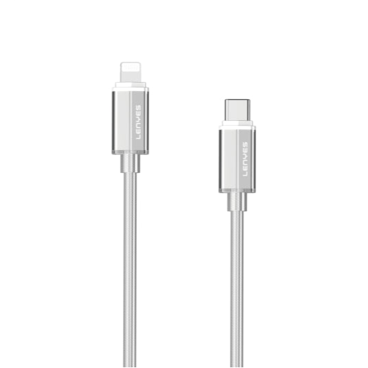 كابل شحن سريع من Lenyes LC503TC-I USB-C إلى Lightning 30 واط مصنوع من سبائك الألومنيوم الشفاف