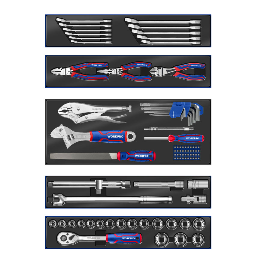 WORKPRO 93 Piece Tool Set with Cantilever Toolbox WORKPRO 93 Piece Tool Set with Cantilever Toolbox
