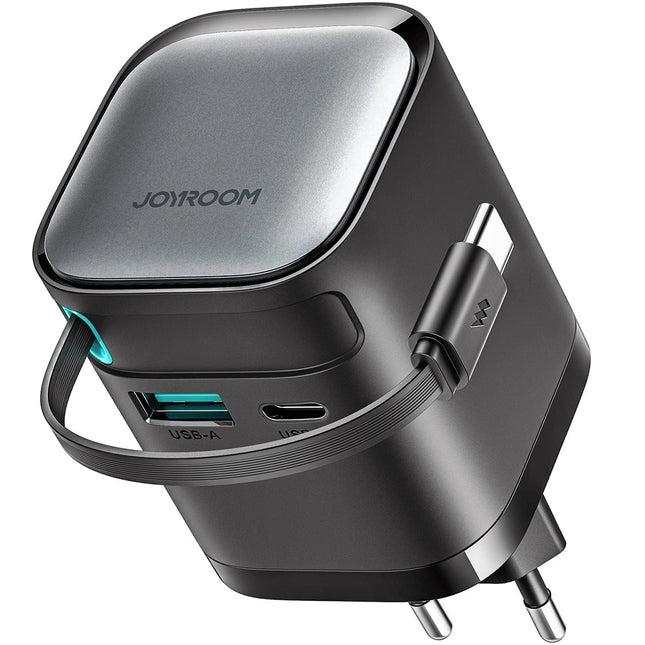 JR-TCL02 GaN 65W Charger with Retractable Cable(EU)-Black