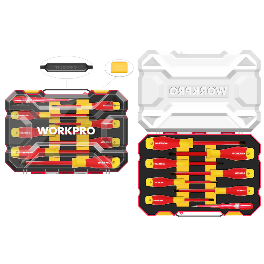 طقم مفكات براغي معزولة من WORKPRO (٨ قطع) | WP204700 طقم مفكات براغي معزولة من WORKPRO (٨ قطع) | WP204700
