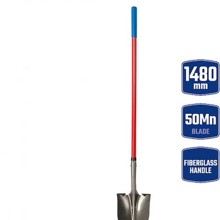 WORKPRO 1480mm Round Point Shovel with Fiberglass Long Handle