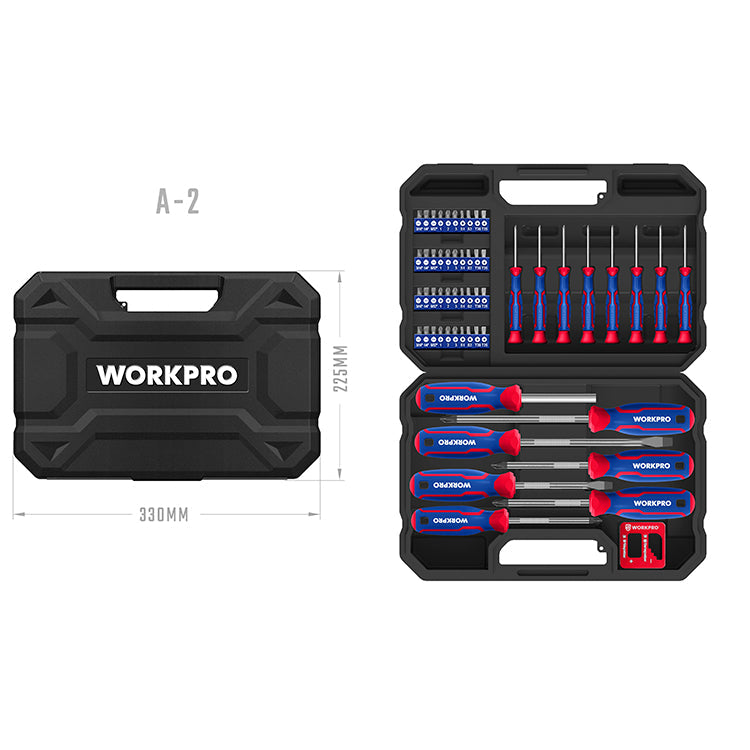 مجموعة مفكات ورؤوس براغي WORKPRO (56 قطعة) | WP200518 مجموعة مفكات ورؤوس براغي WORKPRO (56 قطعة) | WP200518