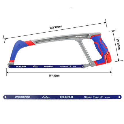 WORKPRO 300MM (12") Heavy-Duty Aluminum Hacksaw | WP215027