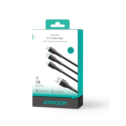SA33-1T3 Starry Series 3.5A 3-in-1 Data Cable (USB-A to Lightning+Type-C+Micro) 1.2m  with led indicator