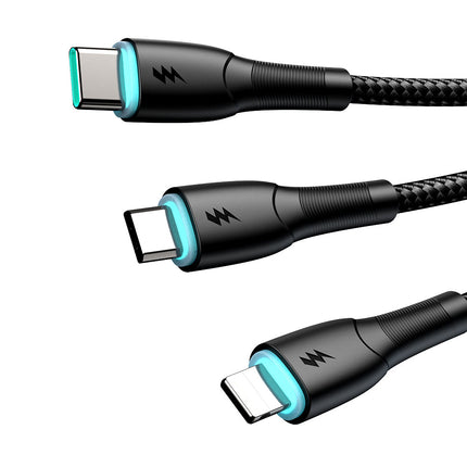 SA33-1T3 Starry Series 3.5A 3-in-1 Data Cable (USB-A to Lightning+Type-C+Micro) 1.2m  with led indicator