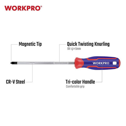  WORKPRO CR-V Phillips Screwdriver with Tri-Color Handle

