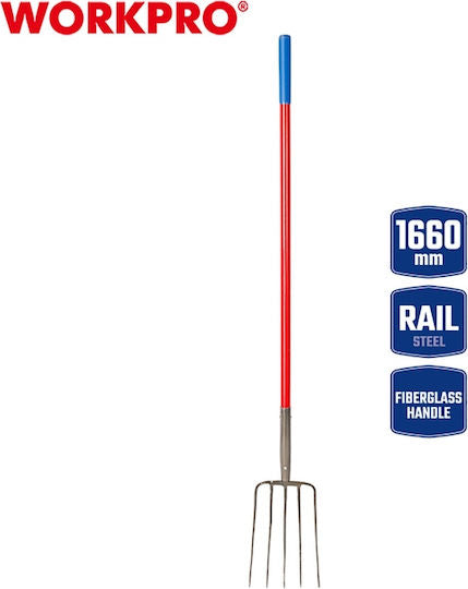 WORKPRO  5-Tine Forged Manure Fork with Fiberglass Long Handle