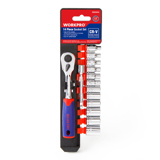 WORKPRO 14PC 1/4" Drive Socket Set