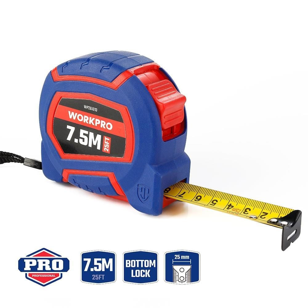 متر قياس WORKPRO بطول 5 أمتار و7.5 أمتار مغطى بالنايلون متر قياس WORKPRO بطول 5 أمتار و7.5 أمتار مغطى بالنايلون