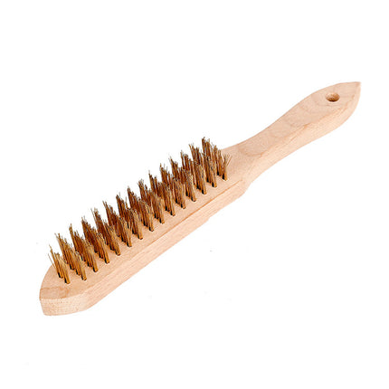 WORKPRO Copper-Coated Wire Brush with Wooden Handle, 4x15